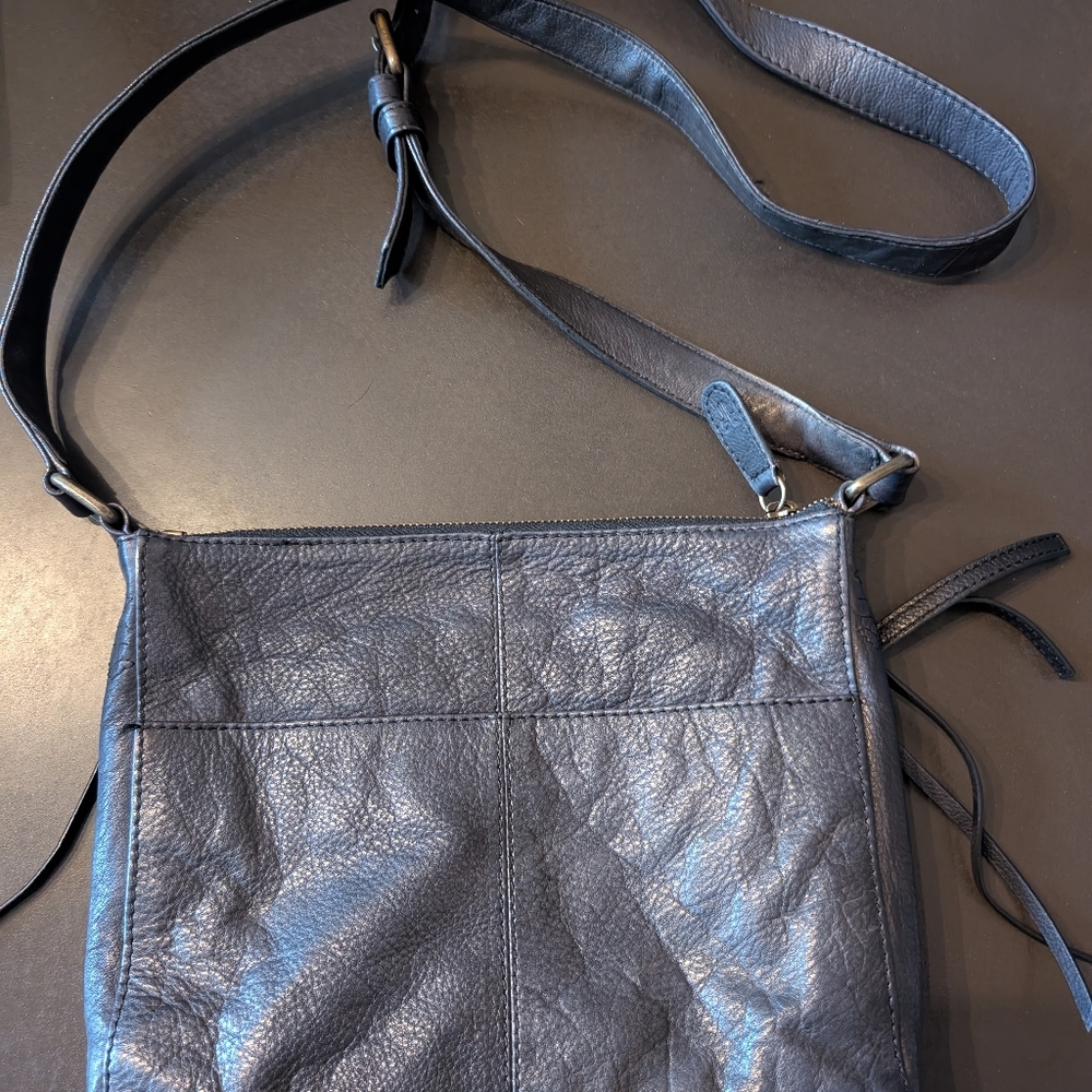 Frye Caelan Leather Crossbody Purse Black & Tassels - Picture 3 of 7